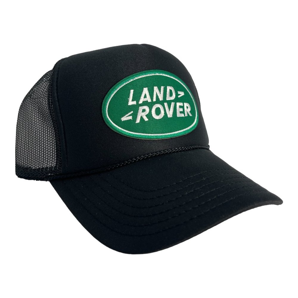 NEW VINTAGE STYLE LAND ROVER BADGE BLACK TRUCKER HAT CAP ADULT MESH…